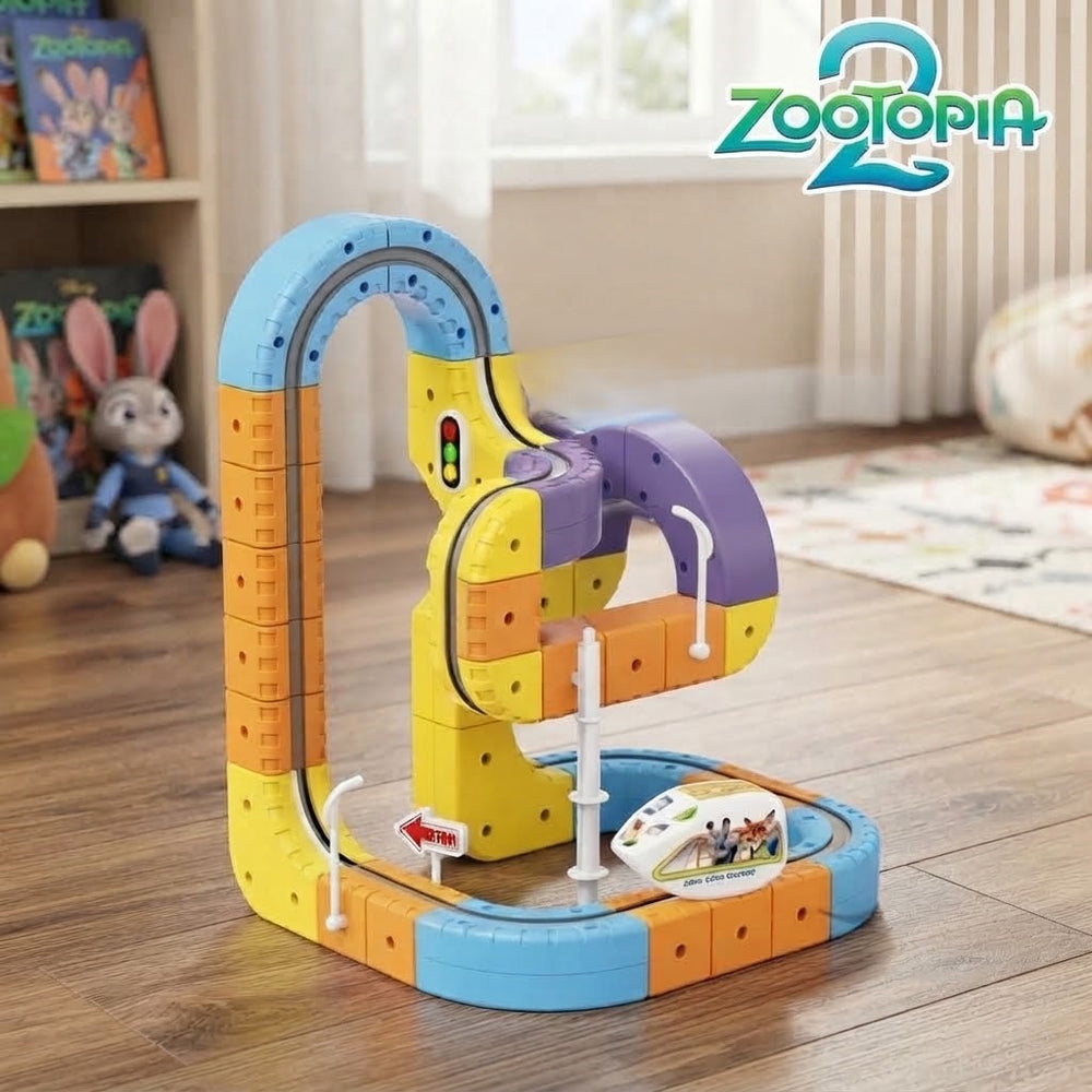 46Pcs DIY Zootopia Gear Revolve Rail Track Set