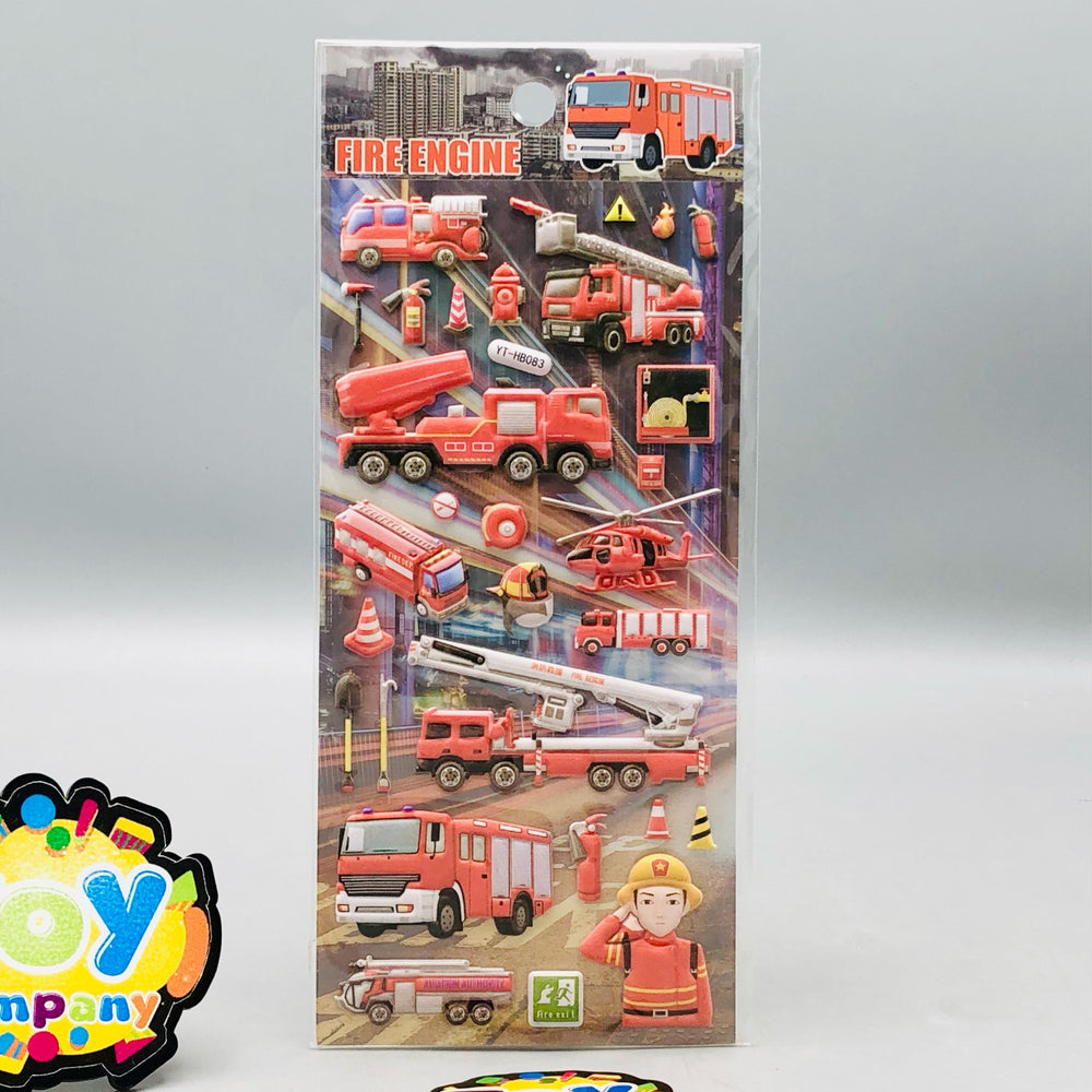 3D Fire Engine Themed Sticker - 1Pc