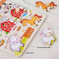 Wooden Farm Themed Puzzle Board With Knobs
