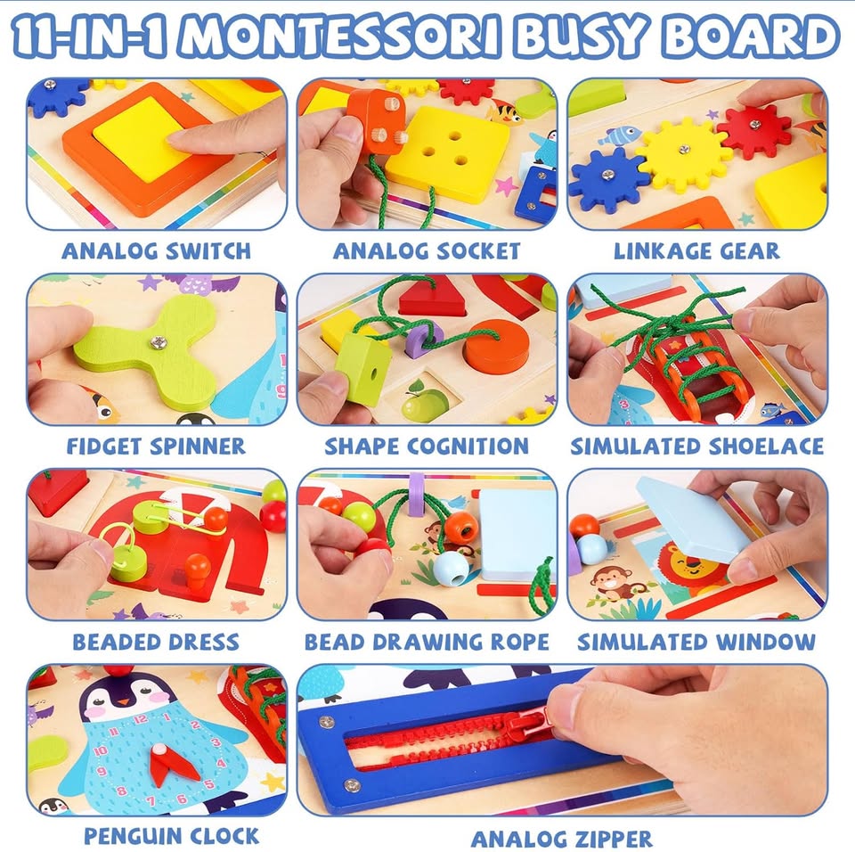 11in1 Wooden Multi-functional Busy Board
