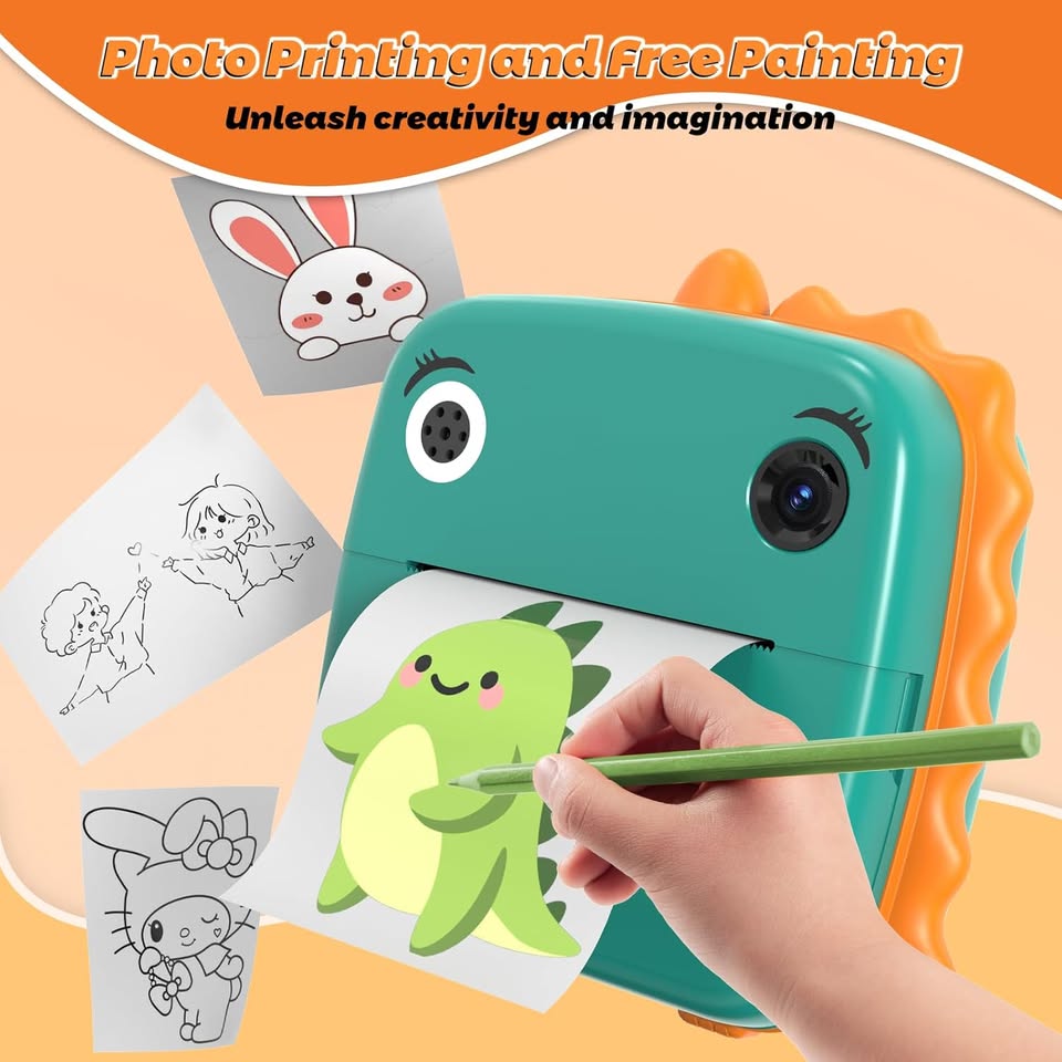 Kids Dual Lens Dinosaur Instant Digital Printing Camera