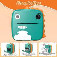Kids Dual Lens Dinosaur Instant Digital Printing Camera