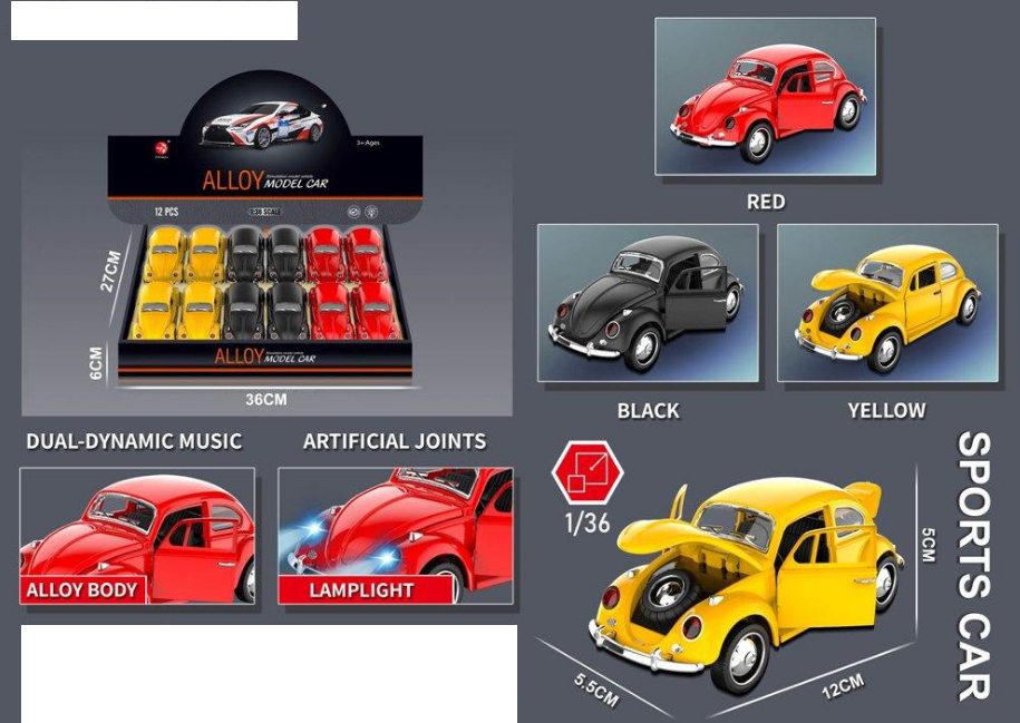 1:36 Mini Diecast Volkswagen Beetle Model