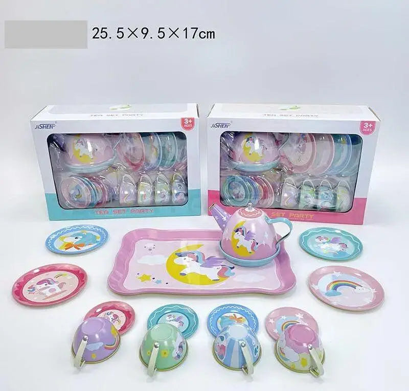 14Pcs Unicorn Themed Kids Metal Tea Set
