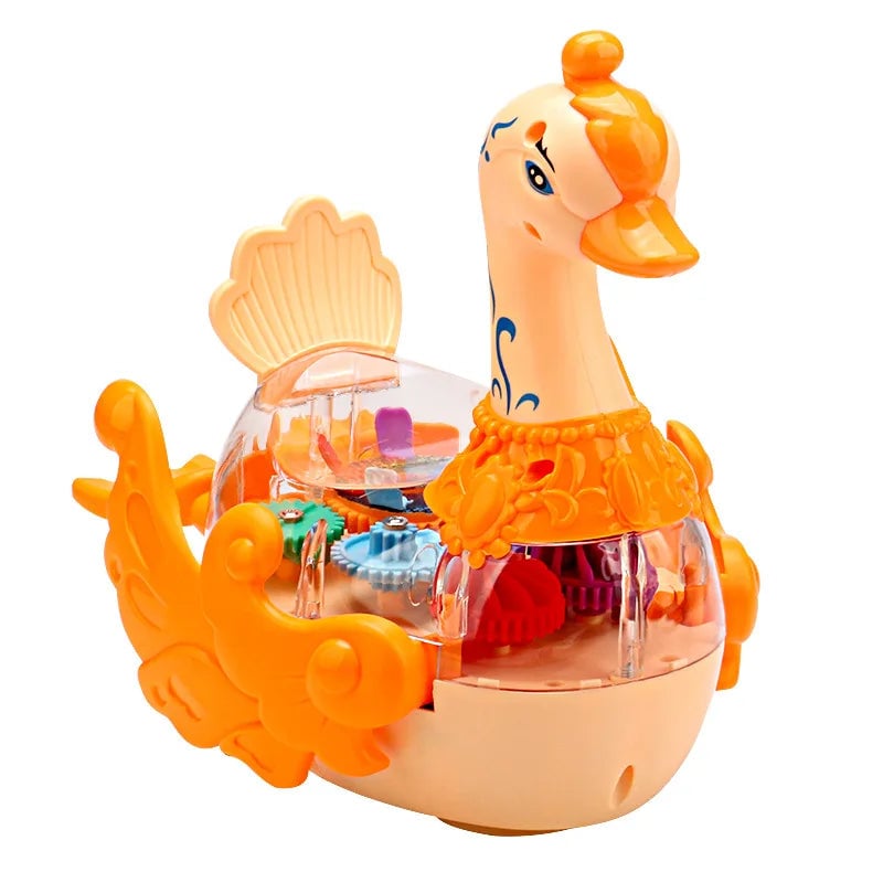 Electric Transparent Gear Swan With Light & Music