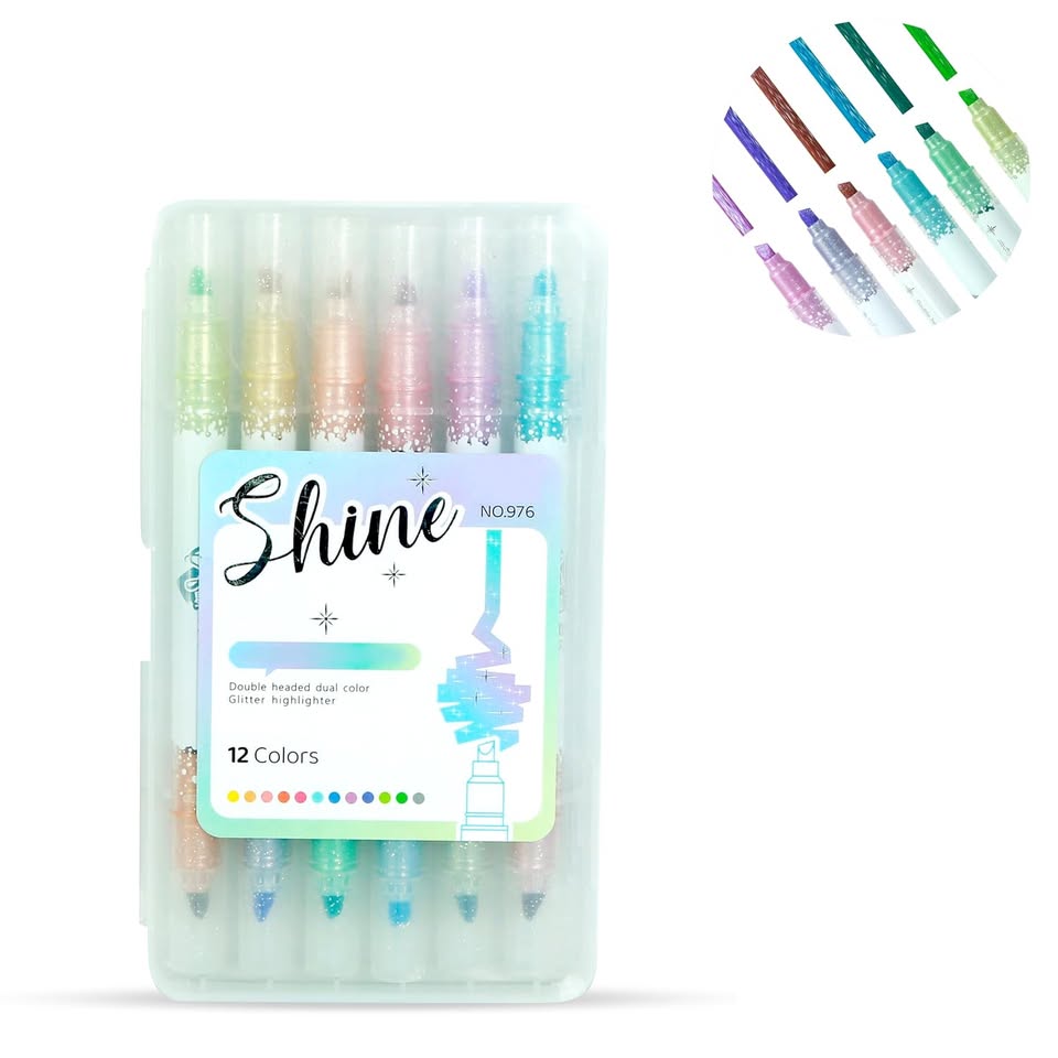 6Pcs Dual Head Glitter Highlighter