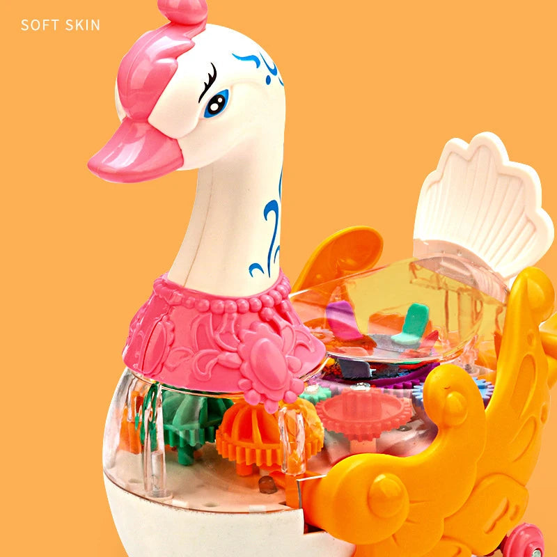 Electric Transparent Gear Swan With Light & Music