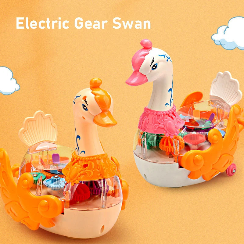 Electric Transparent Gear Swan With Light & Music
