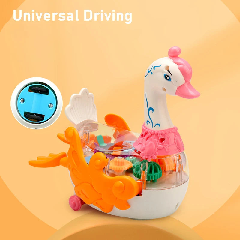 Electric Transparent Gear Swan With Light & Music