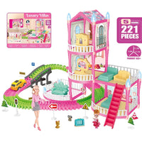 221Pcs DIY Luxury Villas Doll House With Doll