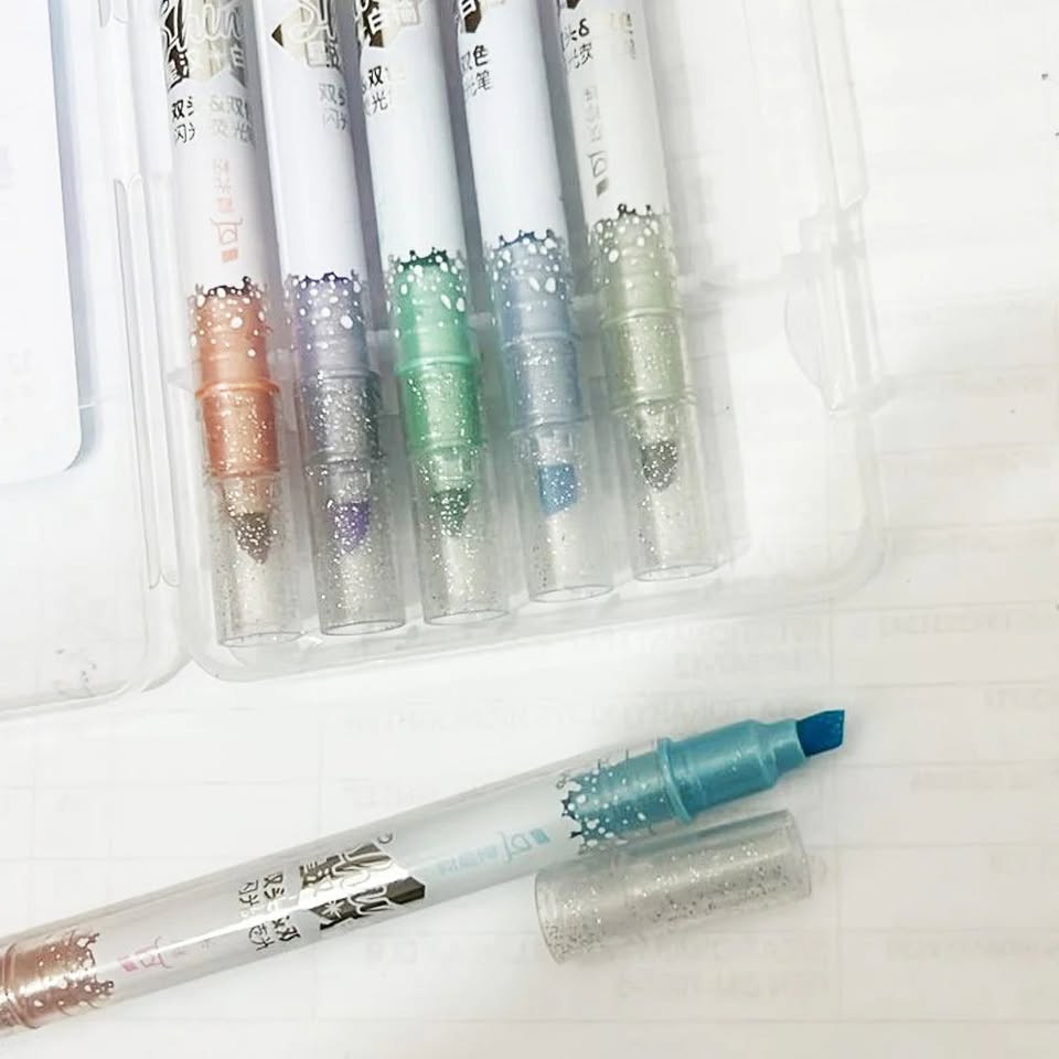 6Pcs Dual Head Glitter Highlighter