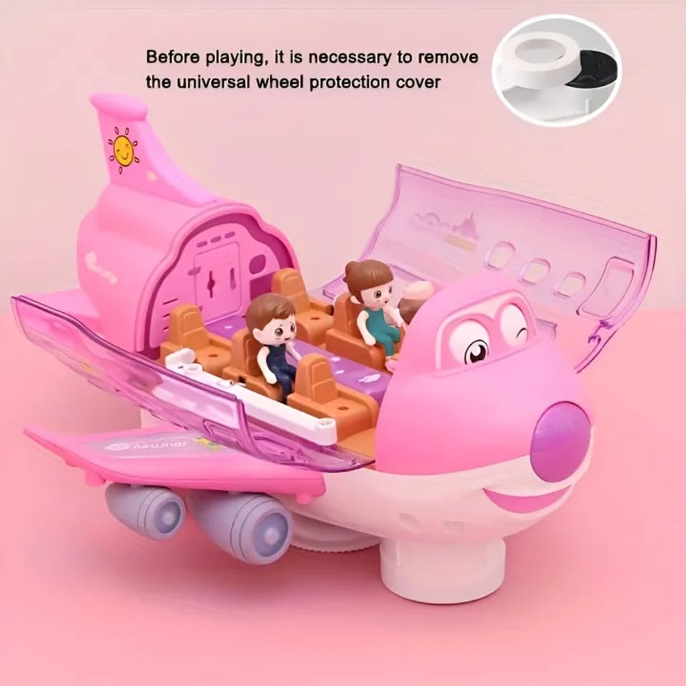 Battery Operated Airliner Toy With Light & Sound - Pink