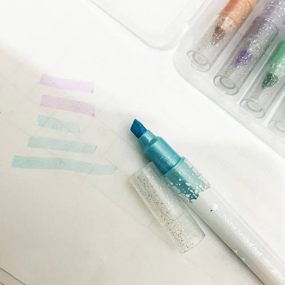 6Pcs Dual Head Glitter Highlighter