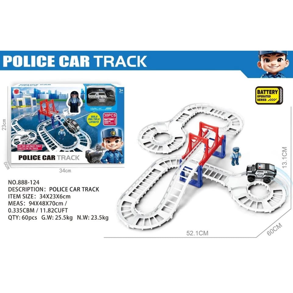 30Pcs DIY Highway Police Car Track Set