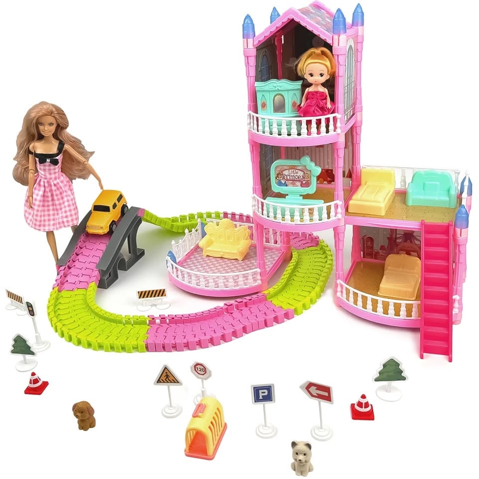 221Pcs DIY Luxury Villas Doll House With Doll