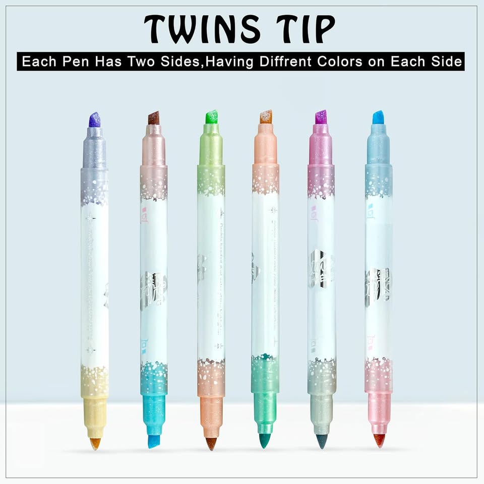 6Pcs Dual Head Glitter Highlighter