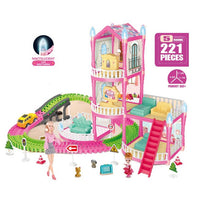 221Pcs DIY Luxury Villas Doll House With Doll