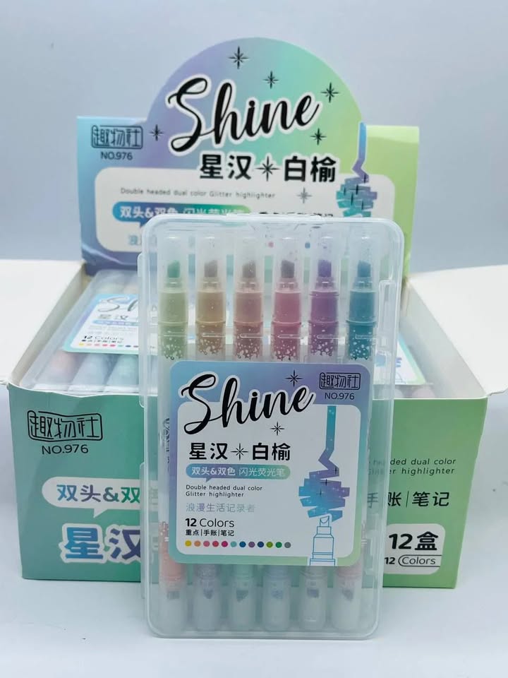6Pcs Dual Head Glitter Highlighter