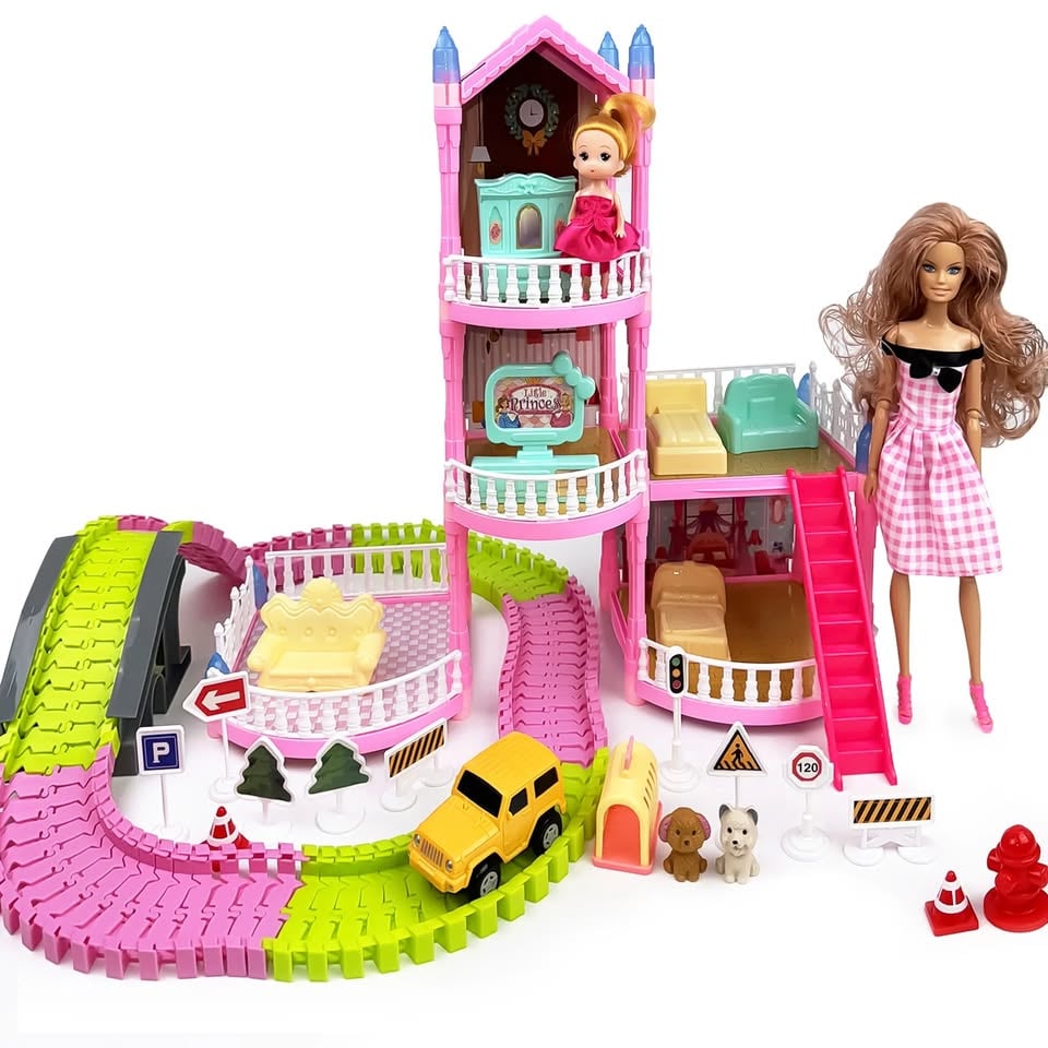 221Pcs DIY Luxury Villas Doll House With Doll