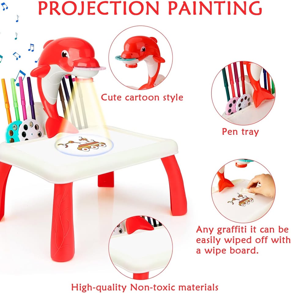 2in1 Mini Dolphin Projection Painting Table