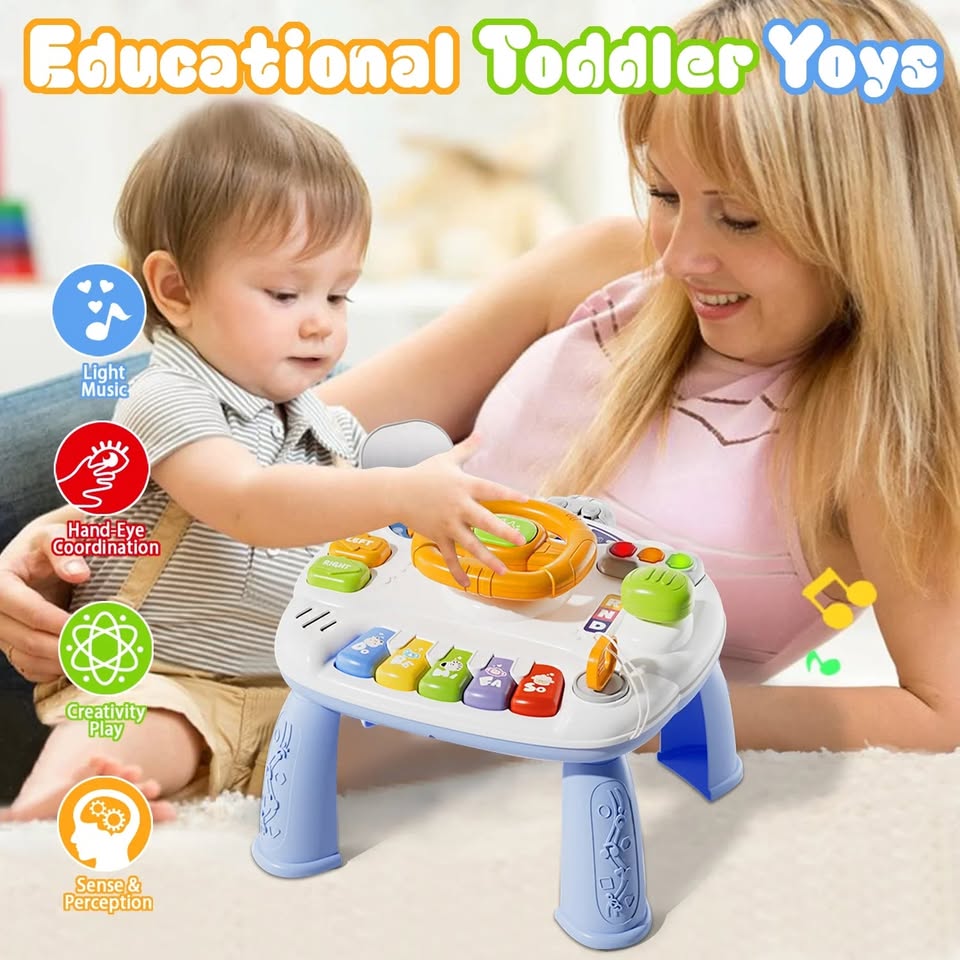 Multi-functional Kids Steering Wheel Game Table - Blue