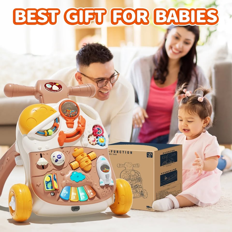 3in1 Baby Musical Walker & Activity Table - Brown