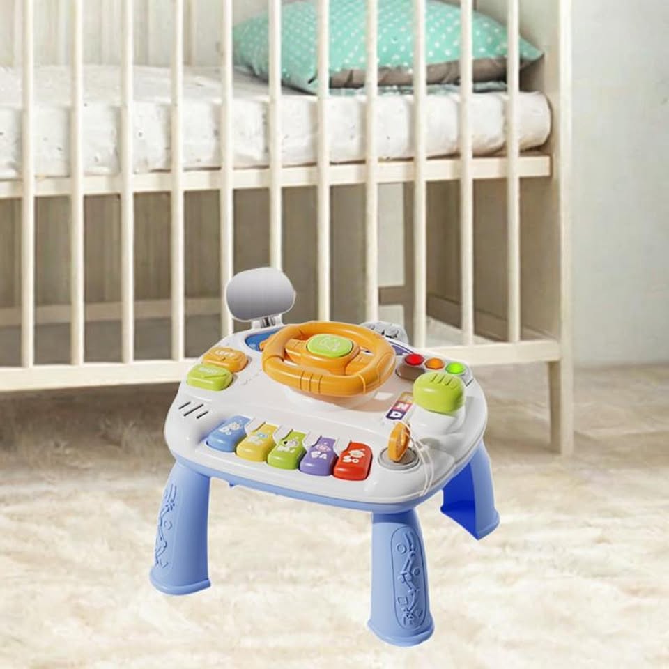 Multi-functional Kids Steering Wheel Game Table - Blue
