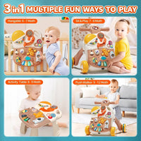 3in1 Baby Musical Walker & Activity Table - Brown