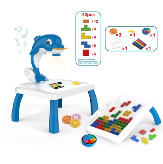 2in1 Mini Dolphin Projection Painting Table