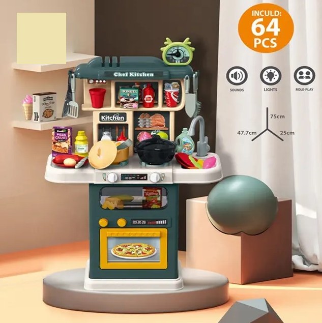 64Pcs Kids Pretend Chef Kitchen Set