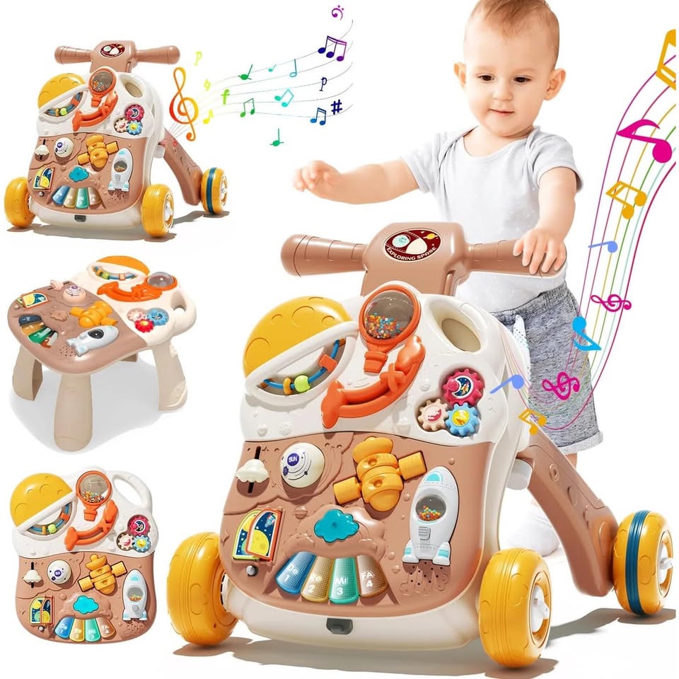 3in1 Baby Musical Walker & Activity Table - Brown