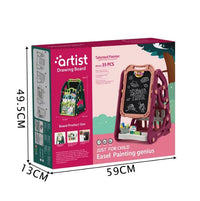 72cm Multi-functional Artistic Drawing Board With Book Shelf - Pink