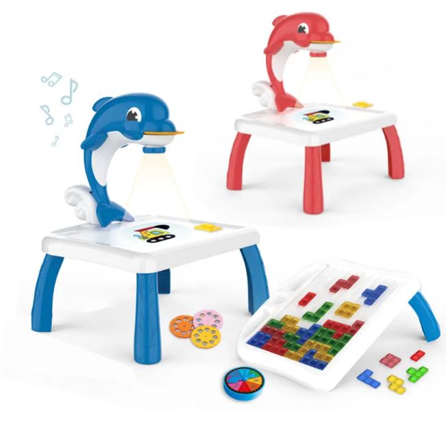 2in1 Mini Dolphin Projection Painting Table