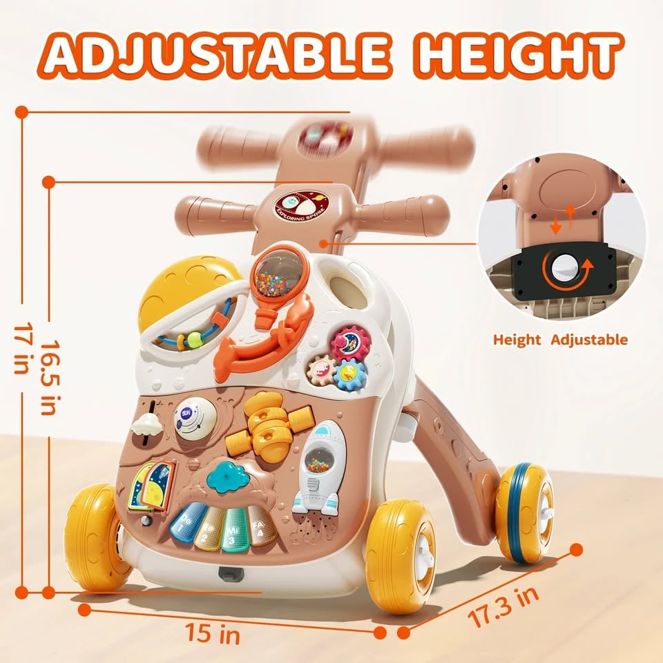 3in1 Baby Musical Walker & Activity Table - Brown