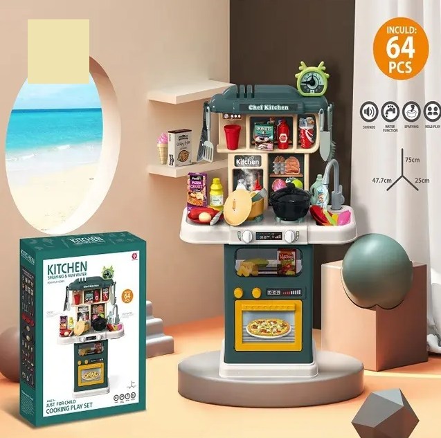 64Pcs Kids Pretend Chef Kitchen Set
