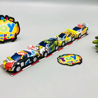 4Pcs Mini Inertial Cars With Road Map - Assortment