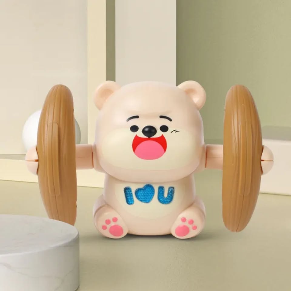 Electric Tumbling Bear With Light & Music - Beige
