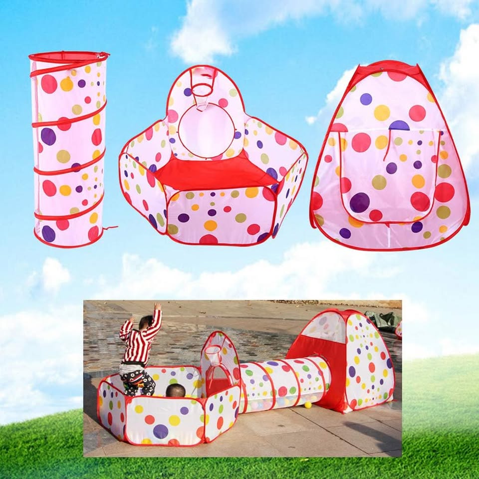 3in1 Foldable Tunnel Tent House - Red