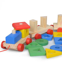Wooden Pull Along Shape Sorter Three Section Train