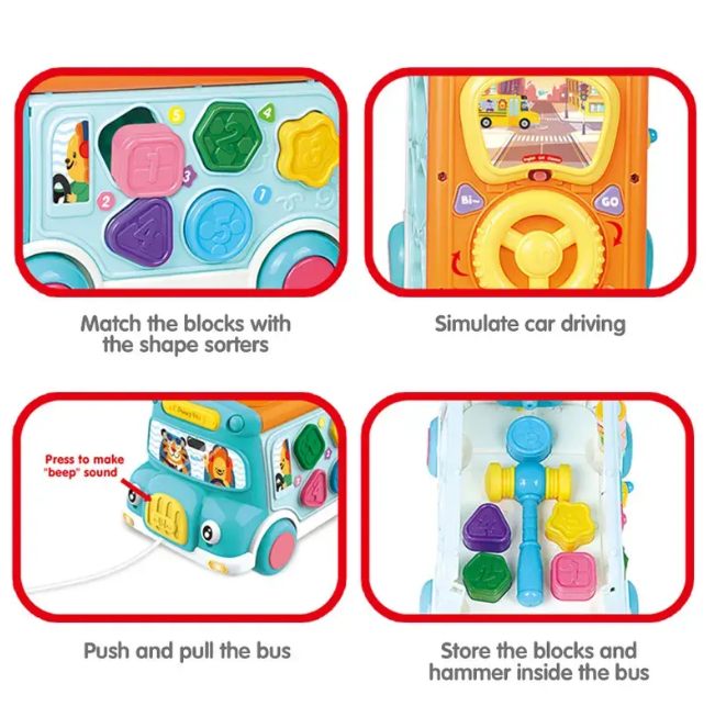 Multi-functional Montessori Bus With Light & Sound