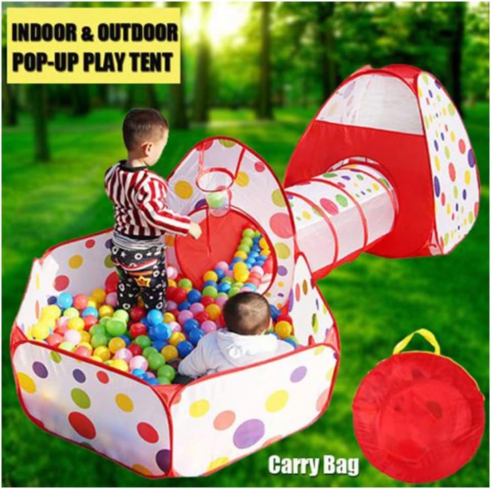 3in1 Foldable Tunnel Tent House - Red