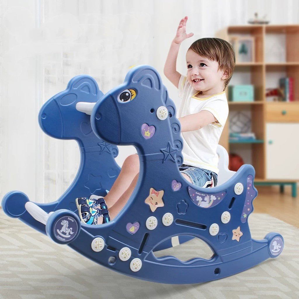 3in1 Multi-functional Baby Rocking Horse Chair - Blue