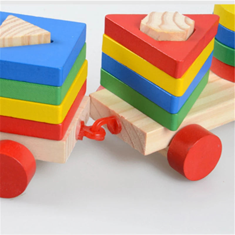 Wooden Pull Along Shape Sorter Three Section Train