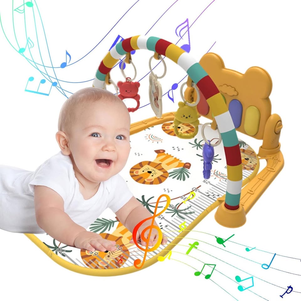 Baby Piano Play Gym With Hanging Rattles - Orange