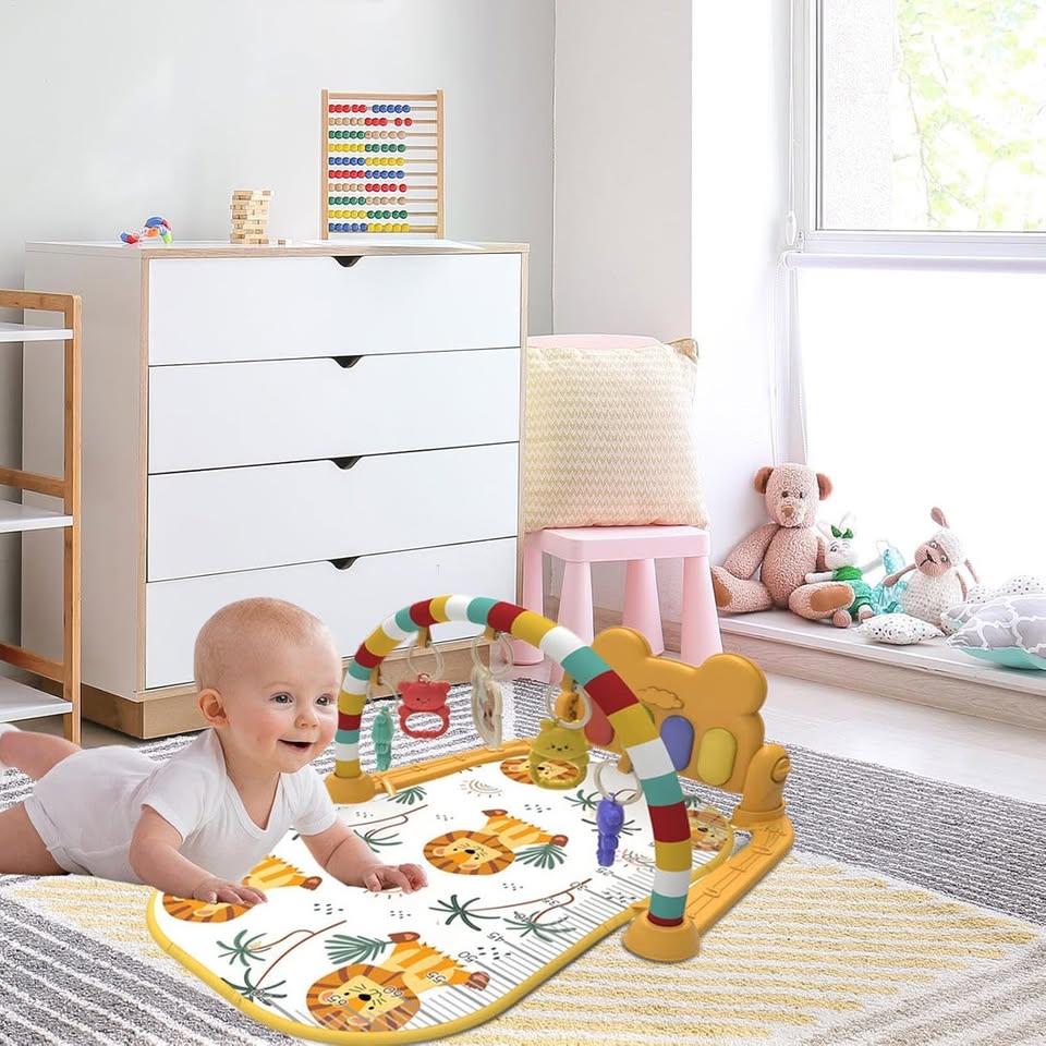 Baby Piano Play Gym With Hanging Rattles - Orange