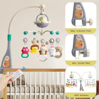 Remote Control Baby Projection Hanging Bed Bell Toy - Gray