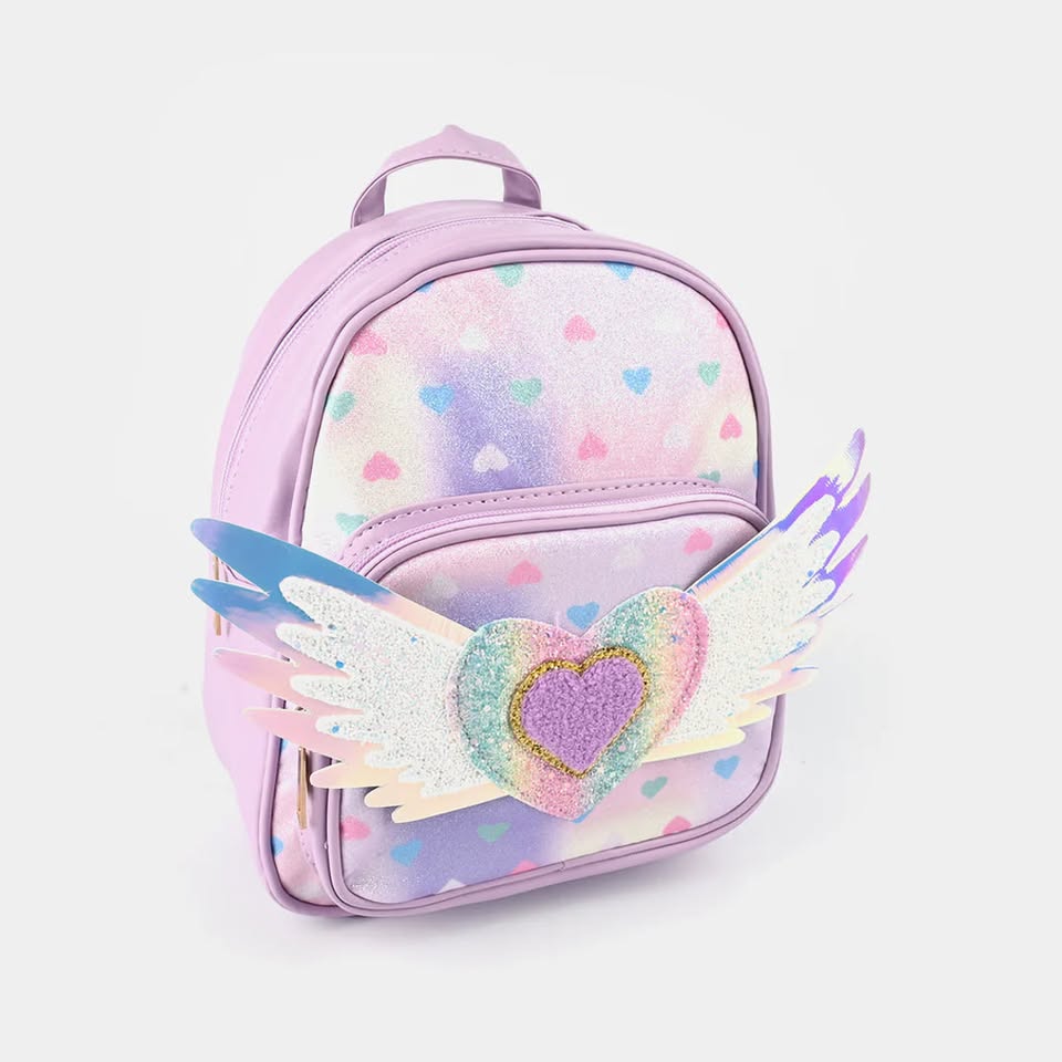 9* Inches Girls Fancy Heart Wings Backpack