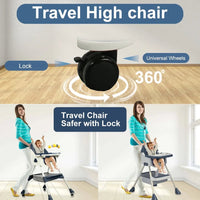 Multi-functional Foldable Baby High Dining Chair - Blue