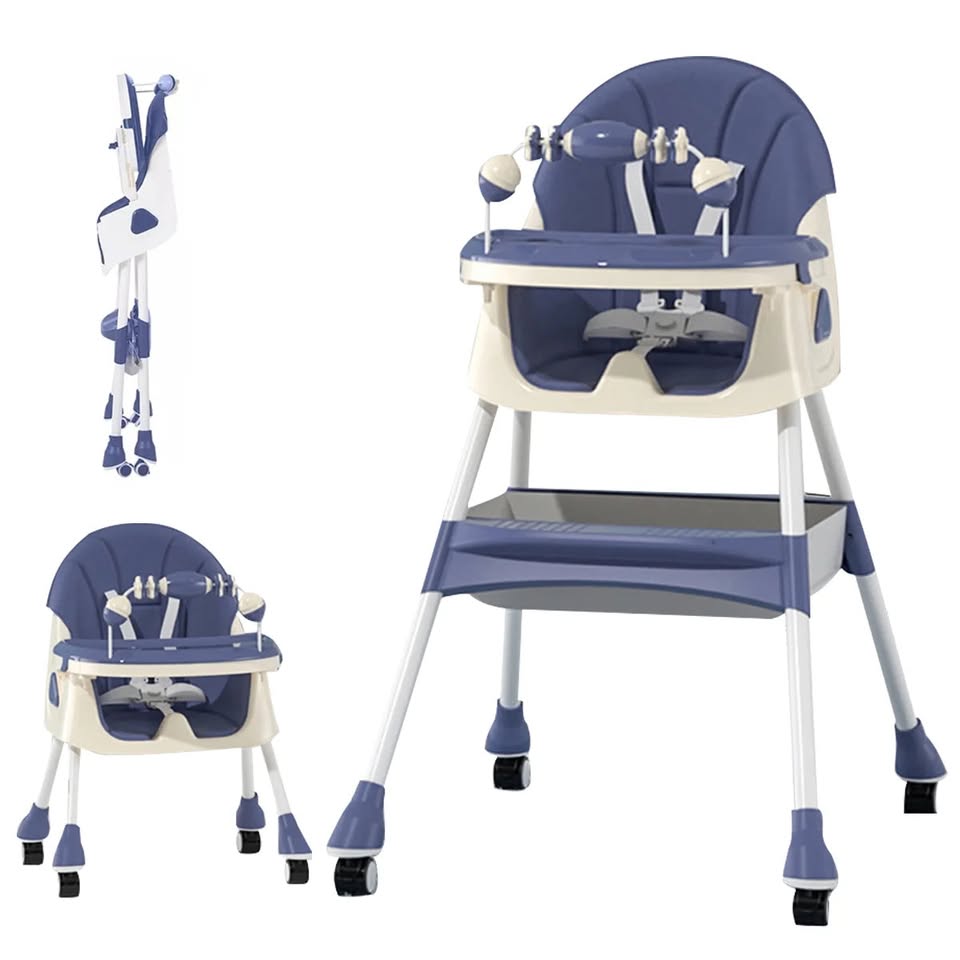 Multi-functional Foldable Baby High Dining Chair - Blue