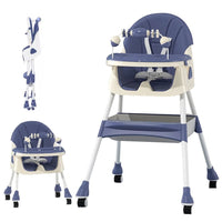 Multi-functional Foldable Baby High Dining Chair - Blue